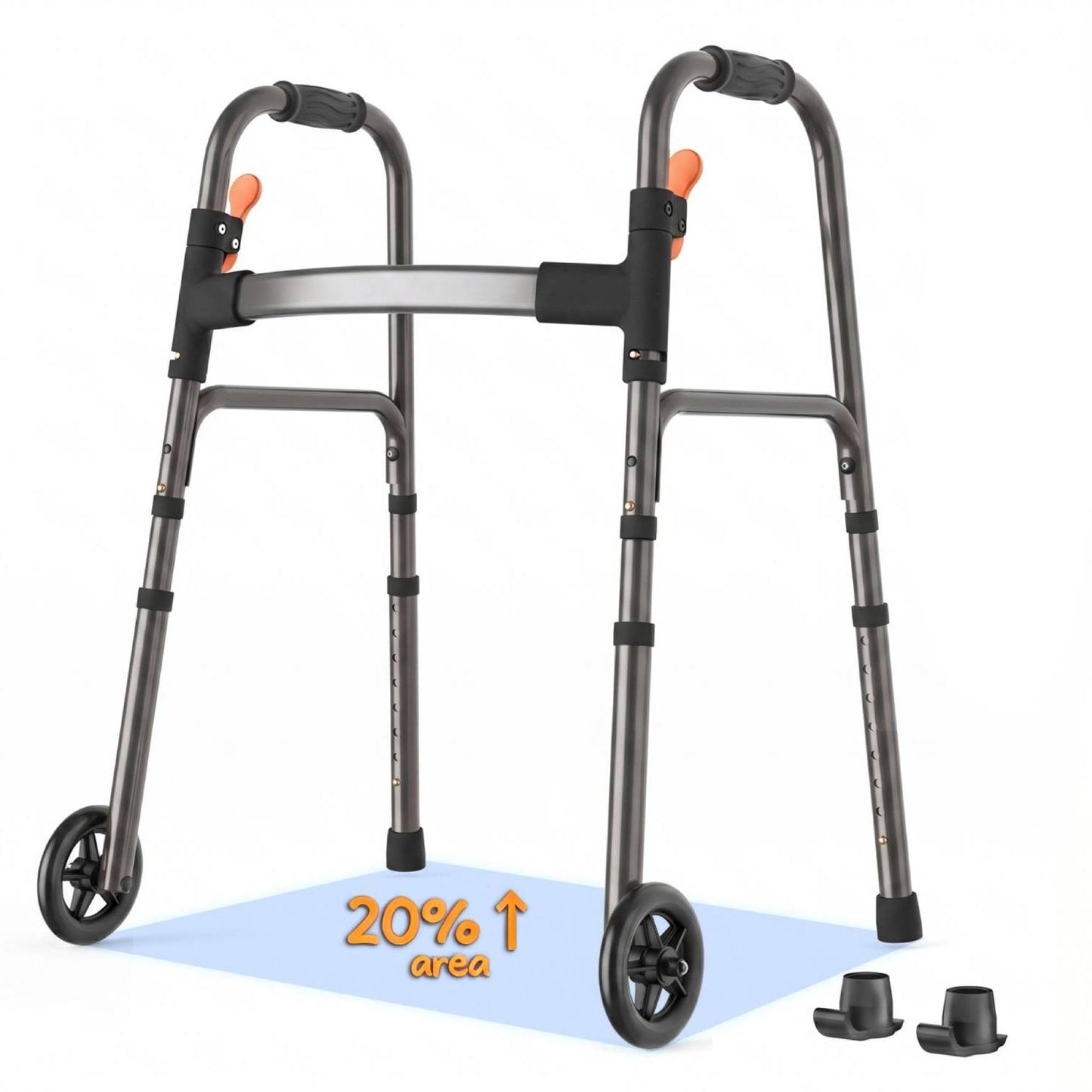Specared Folding Walker for Seniors, Ultra-Lightweight Rolling Walker with Trigger Release Folding, 8 Levels 300lbs for Adults Handicap, Gray