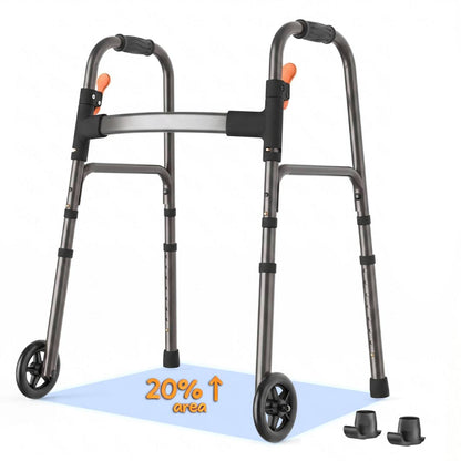 Specared Folding Walker for Seniors, Ultra-Lightweight Rolling Walker with Trigger Release Folding, 8 Levels 300lbs for Adults Handicap, Gray