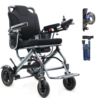 Specared Foldable Electric Wheelchair with Combination Lock,  Foldable Cane, 33lbs Lightweight, 15 Miles Motorized Wheelchair, 330lb Capacity