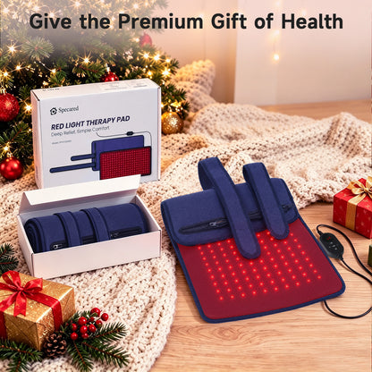 Specared Red Light Therapy Pad for Body with Infrared Heating, 945nm 660nm 850nm, 5 Levels 9 Timers, 12"×24"
