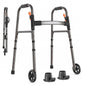 Specared Lightweight Folding Walker with One Hand Quick Fold, 8 Level Height Mobility Aid for Seniors with 300lbs Capacity, Gray