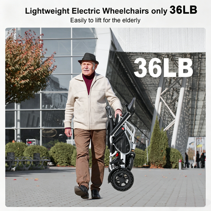Specared Lightweight Electric Wheelchair with 36Lbs, Large Breathable Seat Motorized Wheelchair, All Terrain 15 Miles Range 330Lbs Support