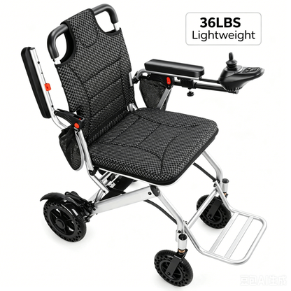 Specared Lightweight Electric Wheelchair with 36Lbs, Large Breathable Seat Motorized Wheelchair, All Terrain 15 Miles Range 330Lbs Support