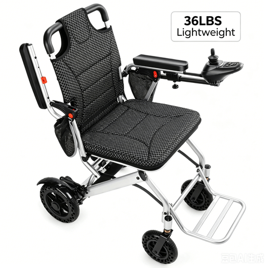 Specared Lightweight Electric Wheelchair with 36Lbs, Large Breathable Seat Motorized Wheelchair, All Terrain 15 Miles Range 330Lbs Support