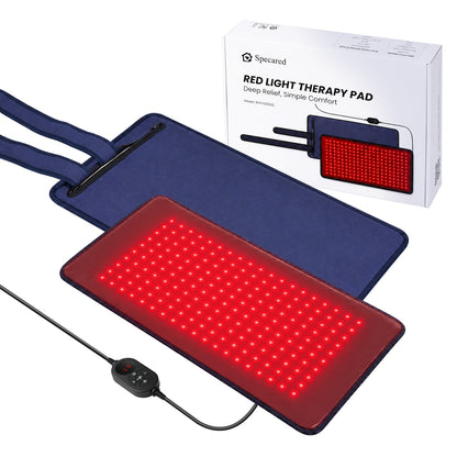 Specared Red Light Therapy Pad for Body with 945nm 850nm 660nm Near Infrared Heating, Pulse Mode 2 Straps Zipper Pocket 5 Levels & 9 Timers, 12"×24"