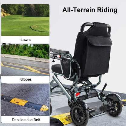 Specared Foldable Electric Wheelchair with Combination Lock,  Foldable Cane, 33lbs Lightweight, 15 Miles Motorized Wheelchair, 330lb Capacity