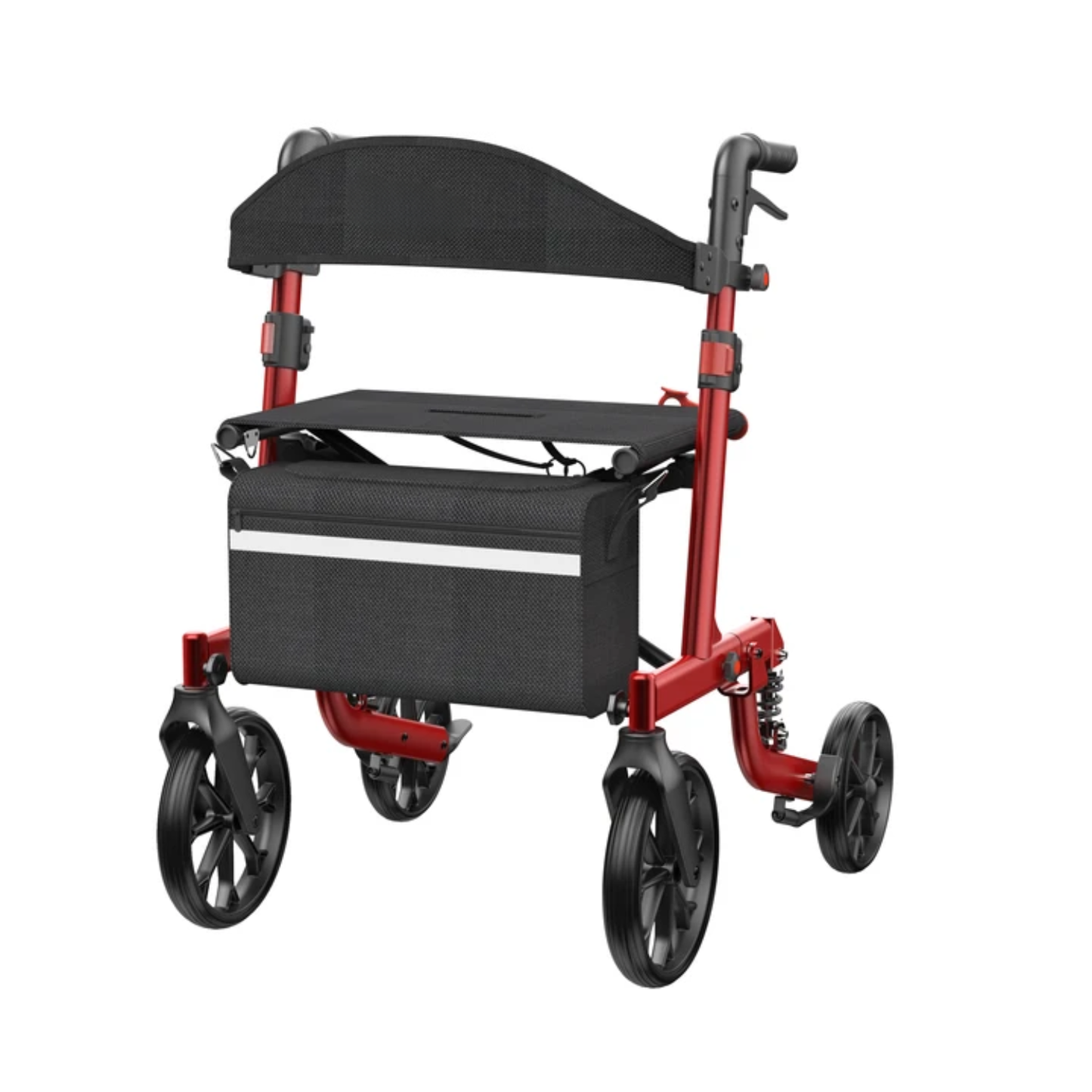 Specared All Terrain Rollator Walker with Shock Absorbers, 18" Widest Seat Ultra-Lightweight Senior Rolling Walker, Hidden Brake Cables 350lbs, Red