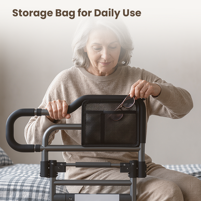 Specared Bed Rails for Elderly Safety, 180° One-Hand Folding Bed Assist Rails for Seniors with Sensor Light, Storage Pocket, Adjustable Height