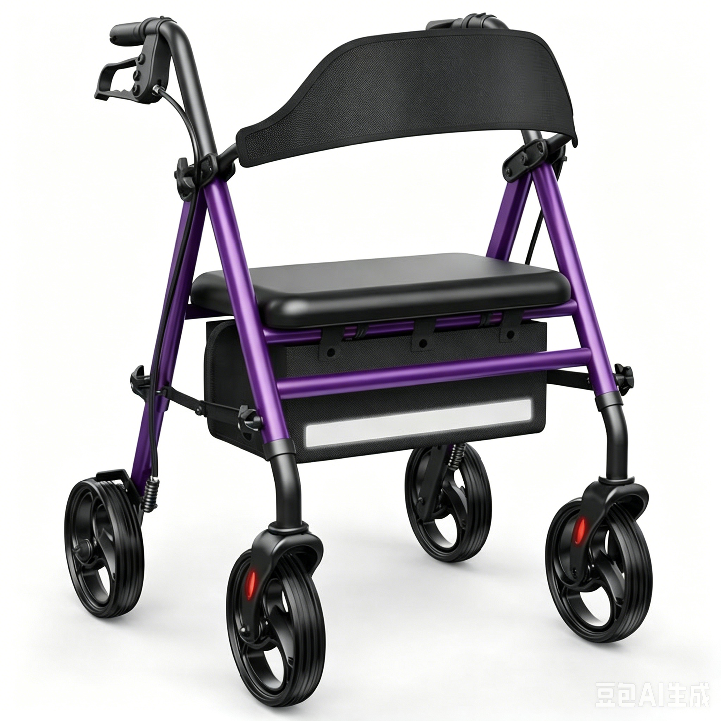 Specared Folding Rollator Walker with 350lbs Heavy Duty, 16" Wide Seat 33"-41" Adjustable Height Lightweight Walkers with Wheels, Purple