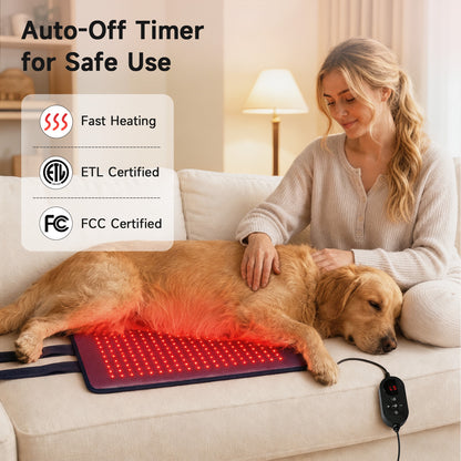 Specared Red Light Therapy Pad for Body with Infrared Heating, 945nm 660nm 850nm, 5 Levels 9 Timers, 12"×24"