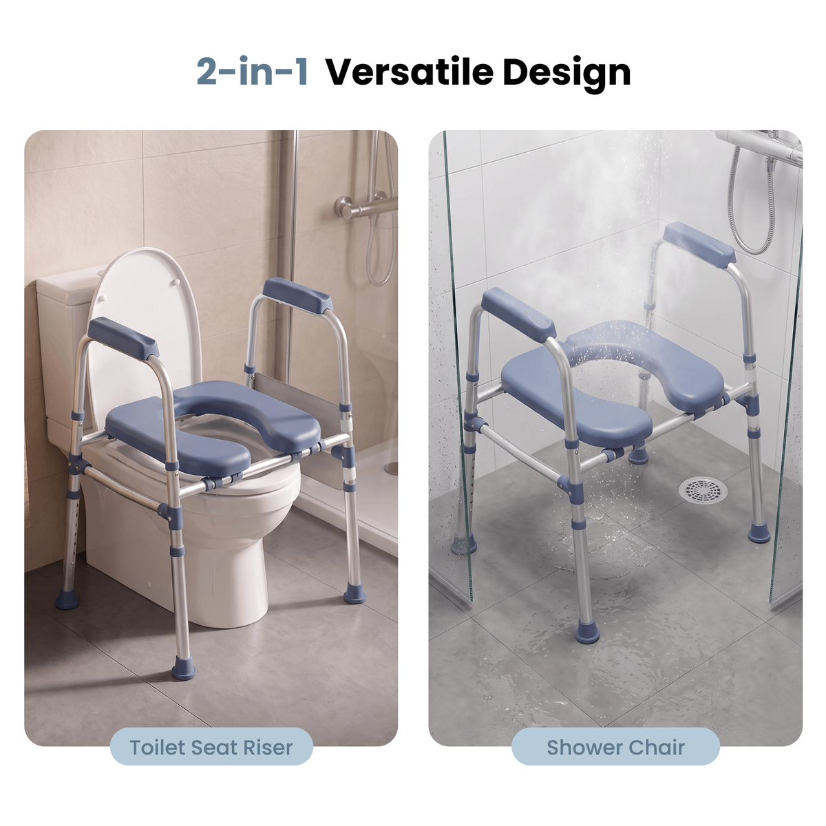Specared Padded Toilet Seat Riser with Handles, 7 Height & 3 Width Standalone Toilet Safety Frame for Seniors, Bariatric, Pregnant, Surgery 400lbs