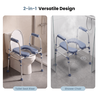 Specared Padded Toilet Seat Riser with Handles, 7 Height & 3 Width Standalone Toilet Safety Frame for Seniors, Bariatric, Pregnant, Surgery 400lbs