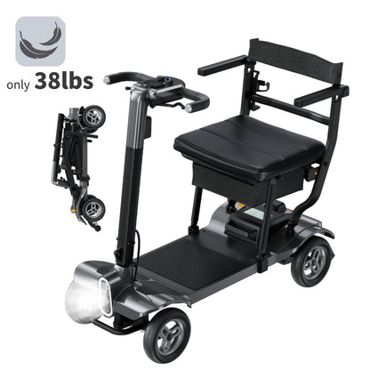 Specared Mobility Scooter, 38LB Lightweight, Auto Headlights, Reverse Taillights, Airline, Cruise Approved Portable Scooter, 300LBS Capacity, Black