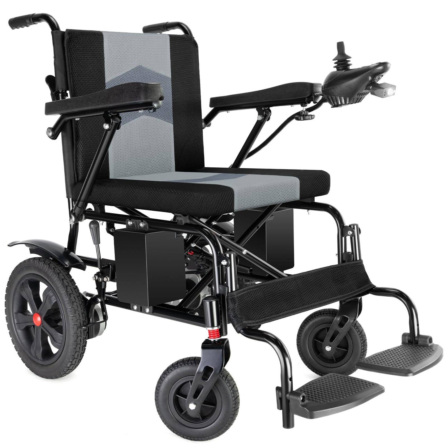 Specared 19" Wider Electric Wheelchair, 15 Miles Range, 330 lb Capacity, Foldable Lightweight Motorized Wheelchair with Large Tires, Grey