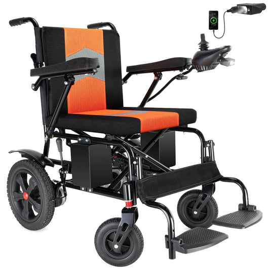 Specared 19" Wider Electric Wheelchair, 15 Miles Range, 330 lb Capacity, Foldable Lightweight Motorized Wheelchair with Large Tires, Orange