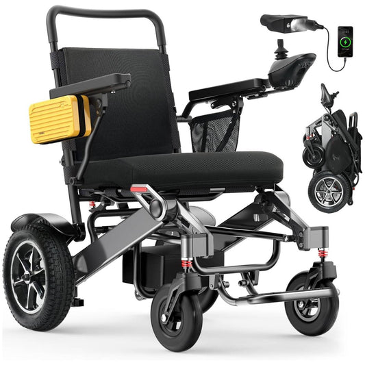 Specared Electric Wheelchair for Seniors Adults, 30 Miles Range 500W Dual Motor All Terrain Foldable Power Wheelchair, 13'' Large Tires Support 400 lb, Black