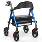 Specared All Terrain Rollator Walker with Seat for Seniors, 350lbs Heavy Duty Rolling Walker, 8" Wheels Storage Bag, Blue