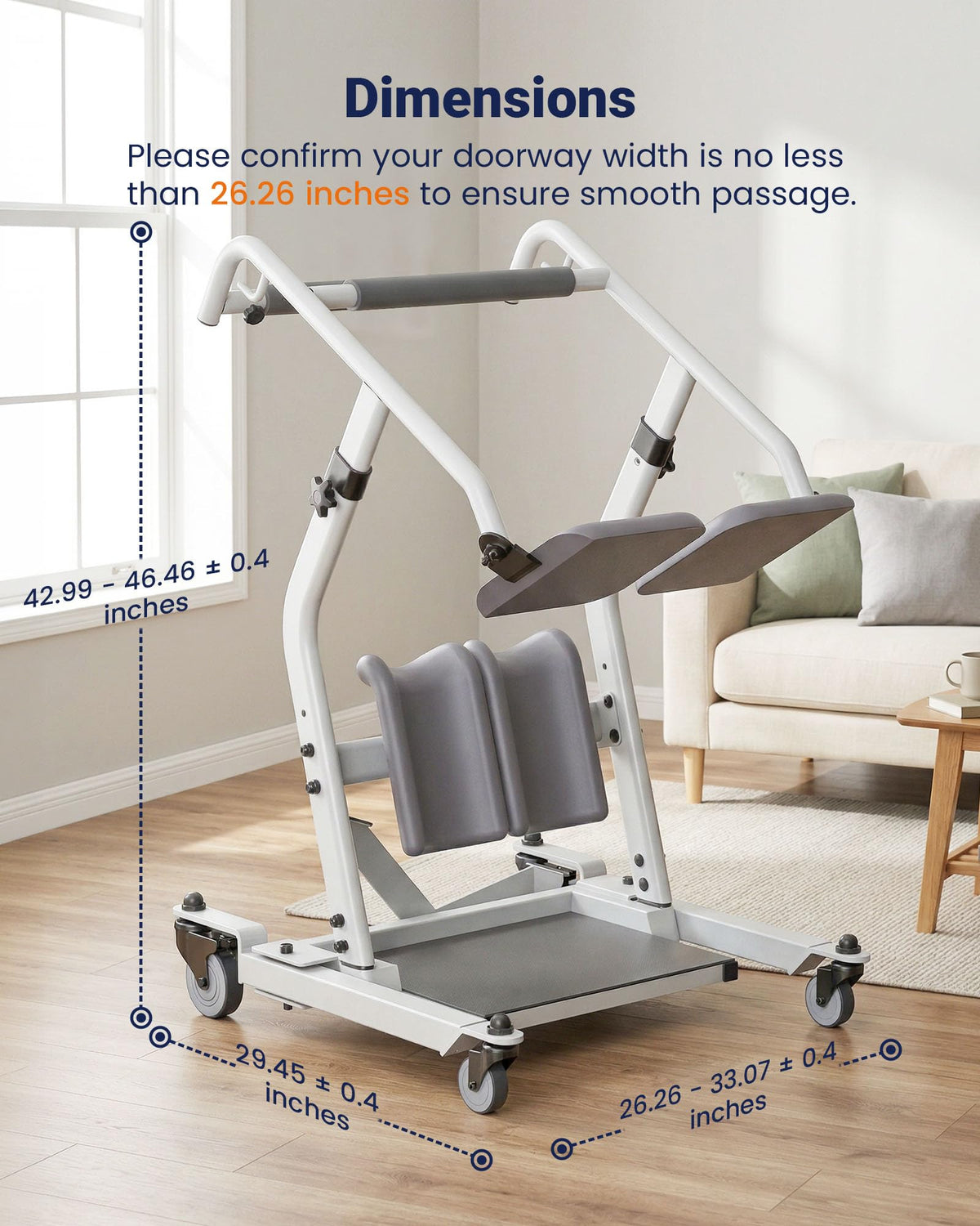 Sit to Stand Lift with 400LBS Capacity, Adjustable Width & Height Lift Assist Devices for Seniors Adults Disabled Home Use