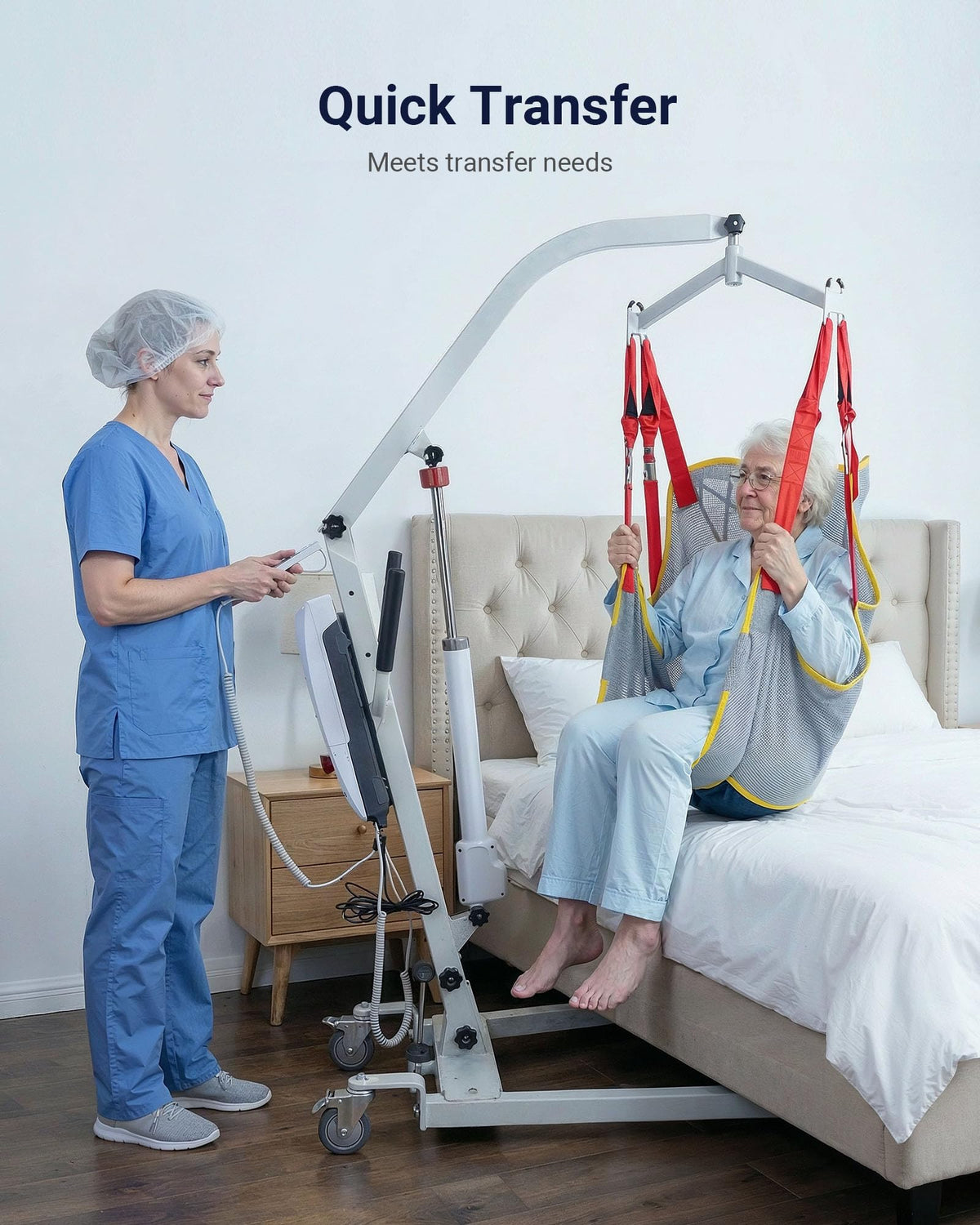 Electric Patient Lift with Sling with 440LBS Capacity, Supports 140 Lifts Battery-Powered Sit-to-Stand Transfer Chair for Elderly Home Hospital Care