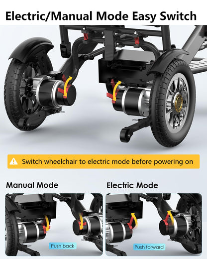 Specared Electric Wheelchair for Adults, 20'' Wide Seat, 25 Miles Range, 500W Motor, 13'' Tires, Heavy-Duty Aluminum, 400lb Capacity