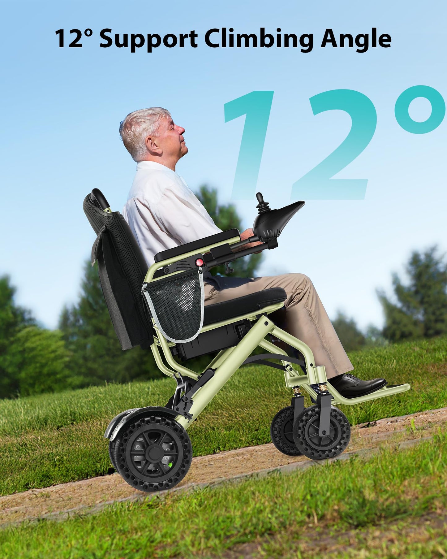 Specared Electric Wheelchairs, 33 lbs Lightweight Foldable Motorized Wheelchair, for Adult Seniors Travel, 15 Mile Range, 330 lb Capacity