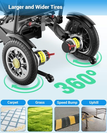 Specared 20'' Widest Electric Wheelchair for Adults, 30 Miles Range, 13'' Tires, 500W All Terrain Power Wheelchair, 400 lb Capacity