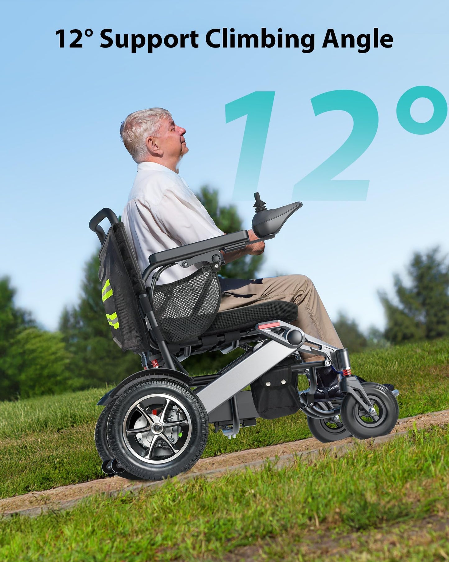 Specared Electric Wheelchair for Seniors Adults, 30 Miles Range 500W Dual Motor All Terrain Foldable Power Wheelchair, 13'' Large Tires Support 400 lb, Black