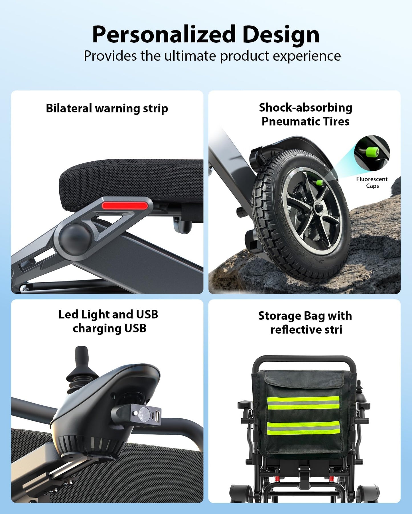 Specared Electric Wheelchair for Seniors Adults, 30 Miles Range 500W Dual Motor All Terrain Foldable Power Wheelchair, 13'' Large Tires Support 400 lb, Black
