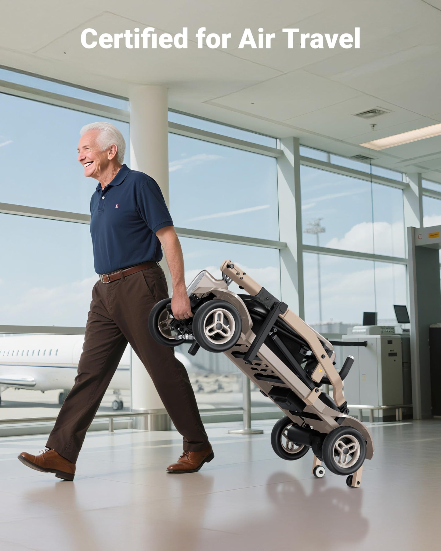 Specared Mobility Scooter, 38LB Lightweight, Auto Headlights, Reverse Taillights, Airline, Cruise Approved Portable Scooter, 300LBS Capacity, Gold