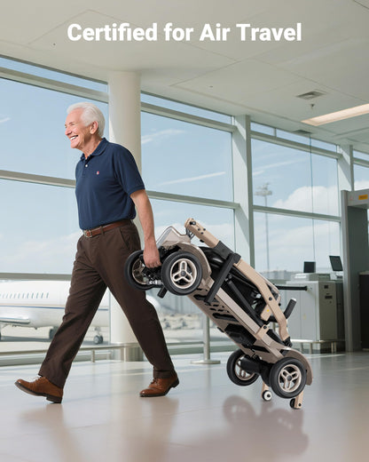 Specared Mobility Scooter, 38LB Lightweight, Auto Headlights, Reverse Taillights, Airline, Cruise Approved Portable Scooter, 300LBS Capacity, Gold