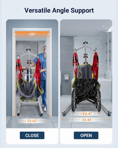 Electric Patient Lift with Sling with 440LBS Capacity, Supports 140 Lifts Battery-Powered Sit-to-Stand Transfer Chair for Elderly Home Hospital Care
