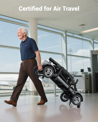 Specared Mobility Scooter, 38LB Lightweight, Auto Headlights, Reverse Taillights, Airline, Cruise Approved Portable Scooter, 300LBS Capacity, Black