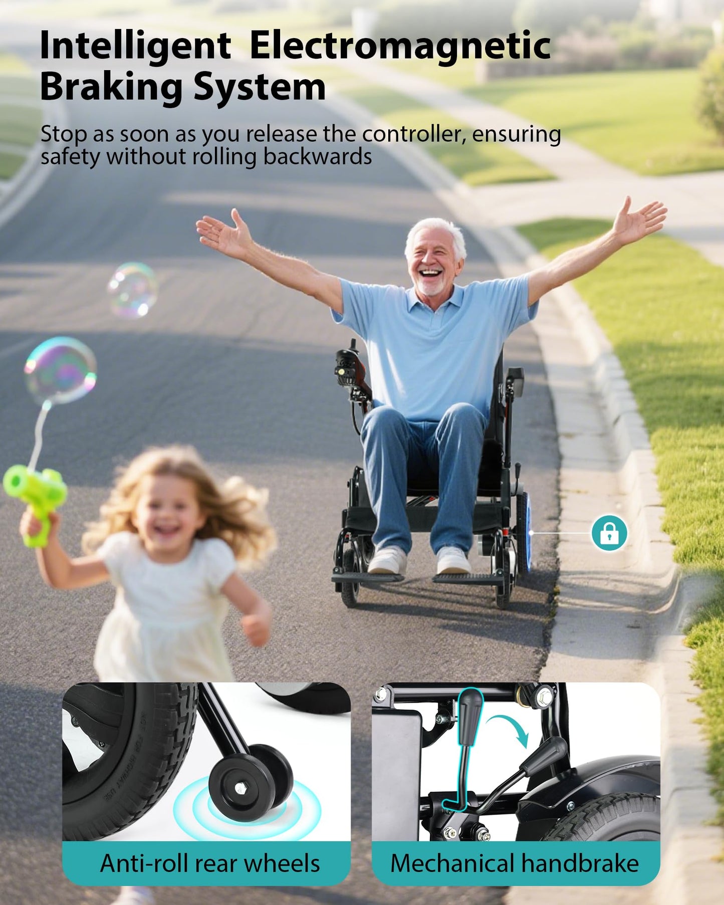 Specared 19" Wider Electric Wheelchair, 15 Miles Range, 330 lb Capacity, Foldable Lightweight Motorized Wheelchair with Large Tires, Orange