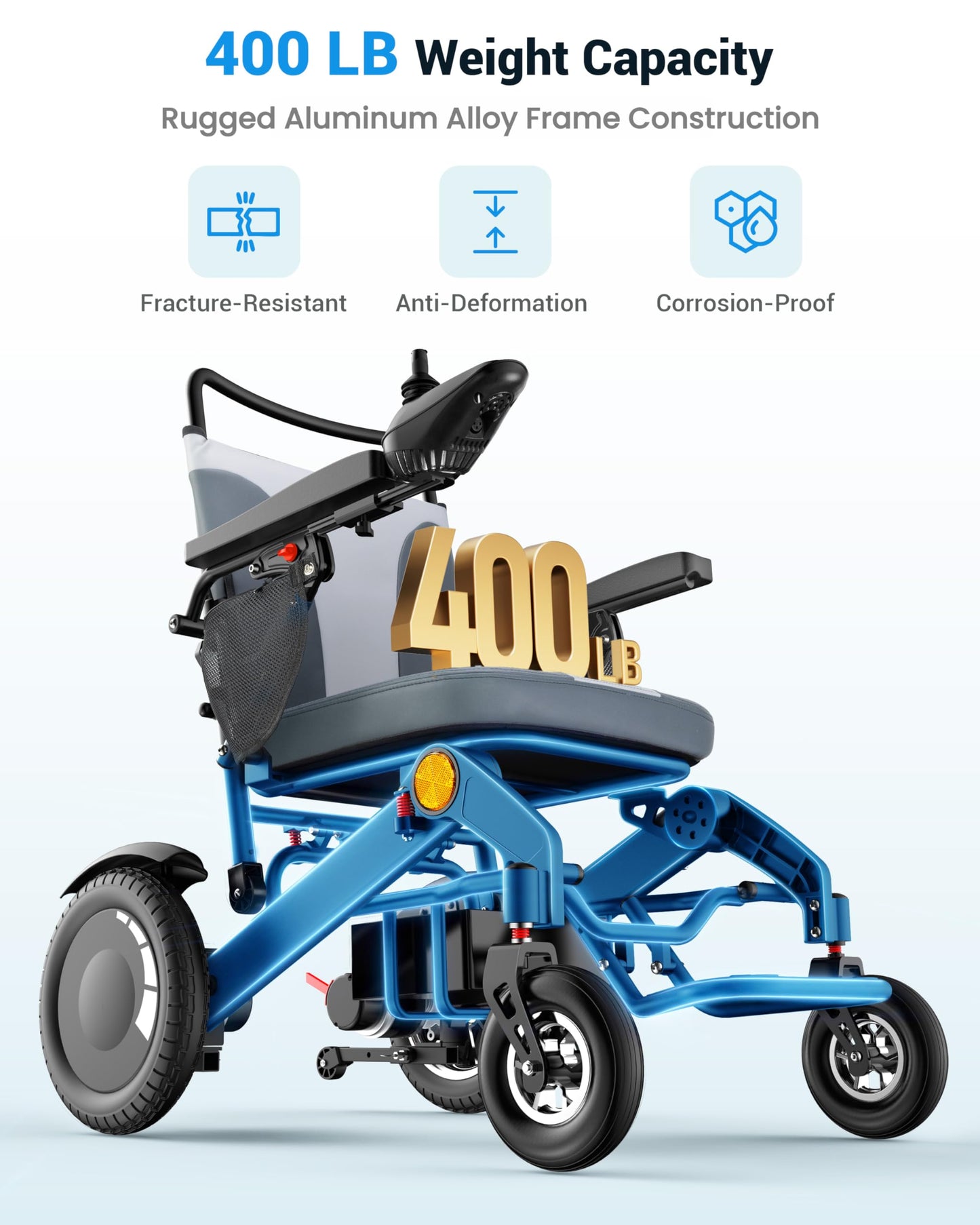 Specared Electric Wheelchair, 30 Miles 500W All Terrain Power Wheelchair, Leather Cushion, 13'' Tires, Lightweight Aluminum, 400lbs Capacity
