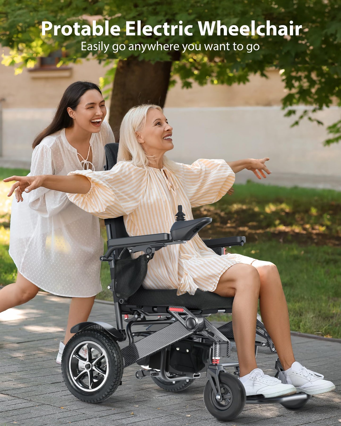 Specared Reclining Electric Wheelchair, 500W All Terrain Power Wheelchair Adjustable Headrest 30 Miles Range, 400 lbs Capacity