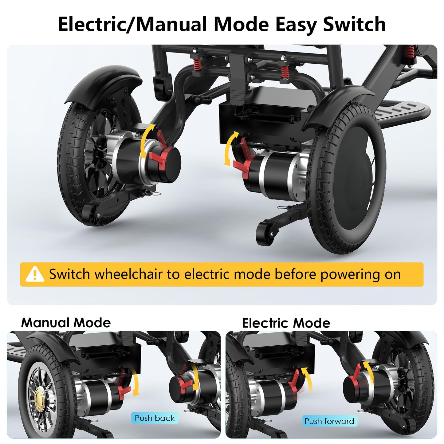 Specared Electric Wheelchair, 30 Miles 500W All Terrain Power Wheelchair, Leather Cushion, 13'' Tires, Lightweight Aluminum, 400lbs Capacity