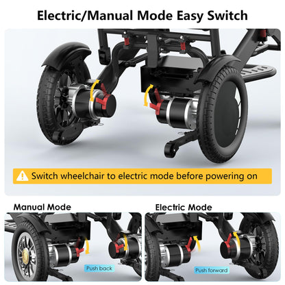 Specared Electric Wheelchair, 30 Miles 500W All Terrain Power Wheelchair, Leather Cushion, 13'' Tires, Lightweight Aluminum, 400lbs Capacity