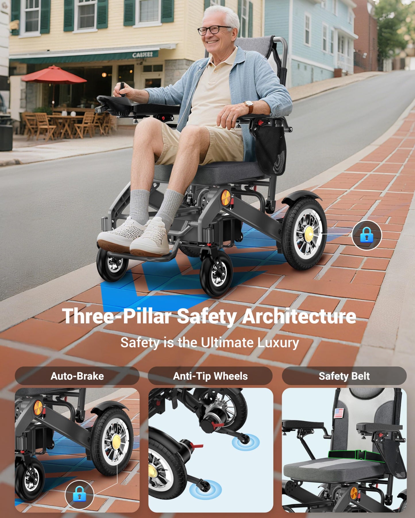 Specared 20'' Widest Electric Wheelchair for Adults, 30 Miles Range, 13'' Tires, 500W All Terrain Power Wheelchair, 400 lb Capacity