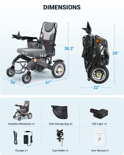 Specared 20'' Widest Electric Wheelchair for Adults, 30 Miles Range, 13'' Tires, 500W All Terrain Power Wheelchair, 400 lb Capacity